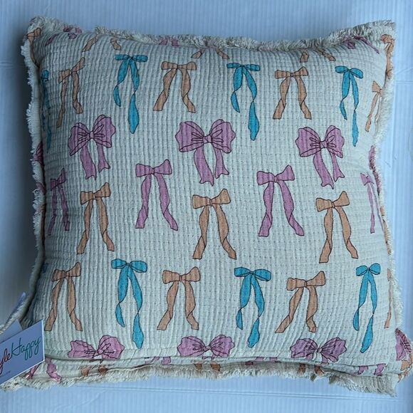 Style Happy Pastel Bows Throw Pillow - Picture 5 of 10